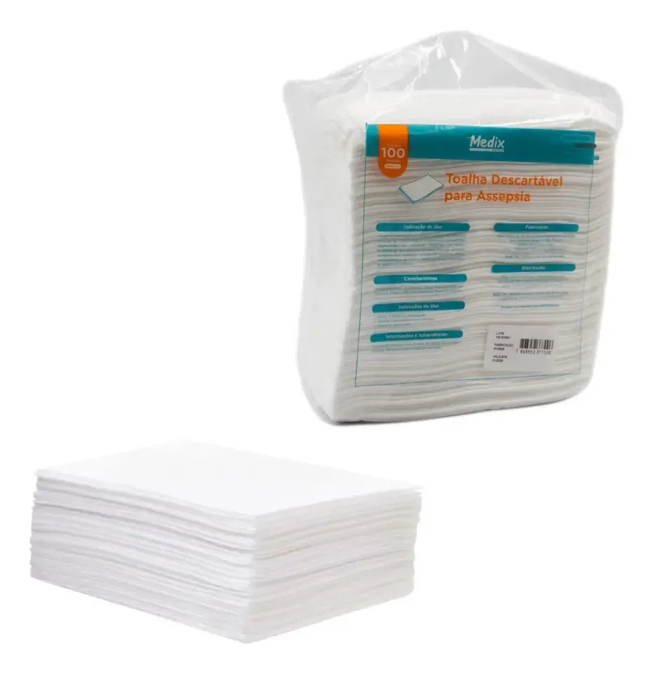 Toalha Descartavel Para Assepsia 50g 30cmx35cm C/100 Medix