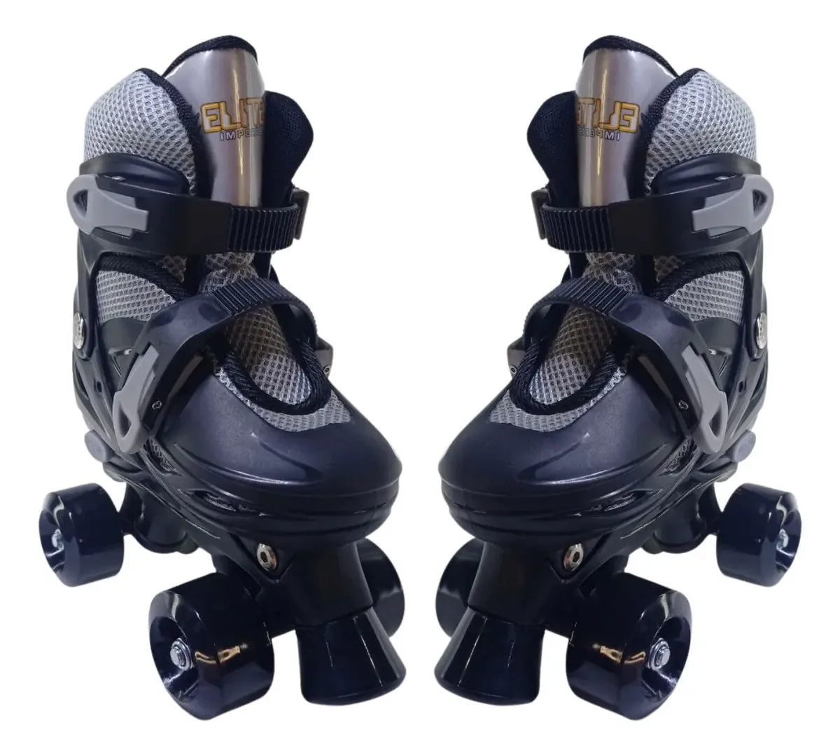 Patins 4 Rodas Elite Preto Ajustável Freios Tamanho 28/31