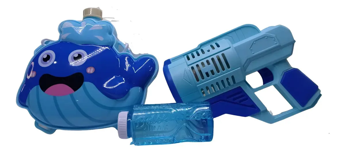 Pistola Lança Bolhas de Sabão em Formato de Baleia Elite Imports Azul