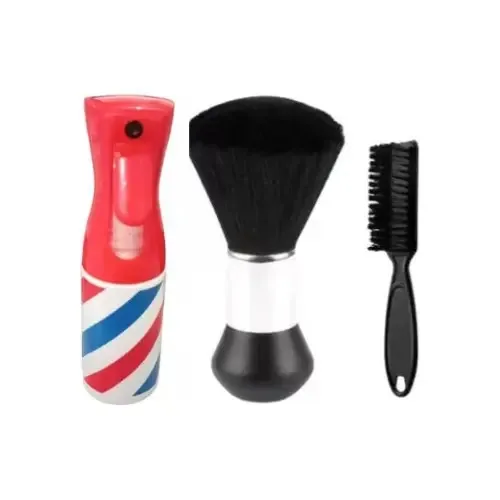 Espanador De Cabelo + Escova Disfarce + Borrifador Barbearia Cor Branco