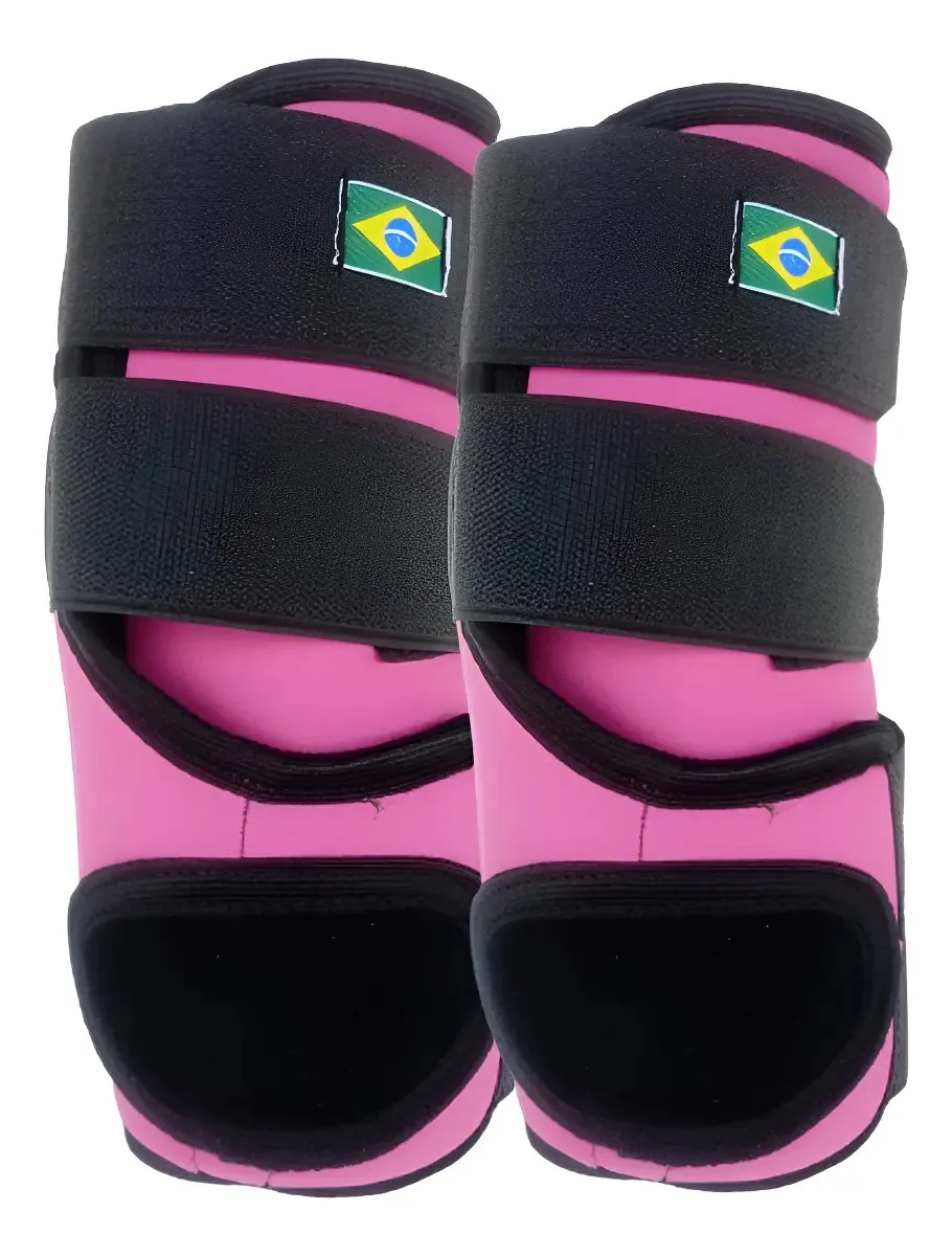 Caneleira Neoprene Rosa Minas Couro Resistência e Proteção Equina
