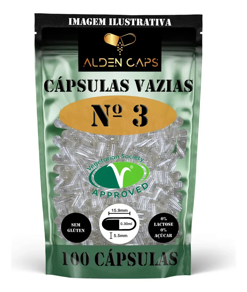 100 Cápsulas Vegetais Veganas Nº 3 (150mg)