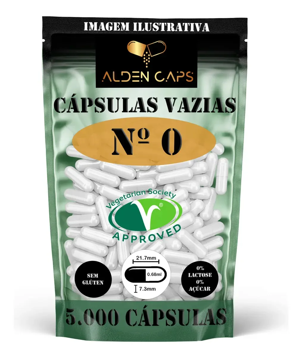 Cápsulas Vegetais Alden Caps Nº 0 Branco Veganas 5000 Unidades