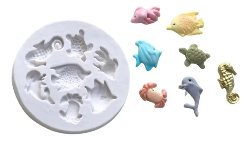 Molde De Silicone Fundo Do Mar P2 Confeitaria E Biscuit