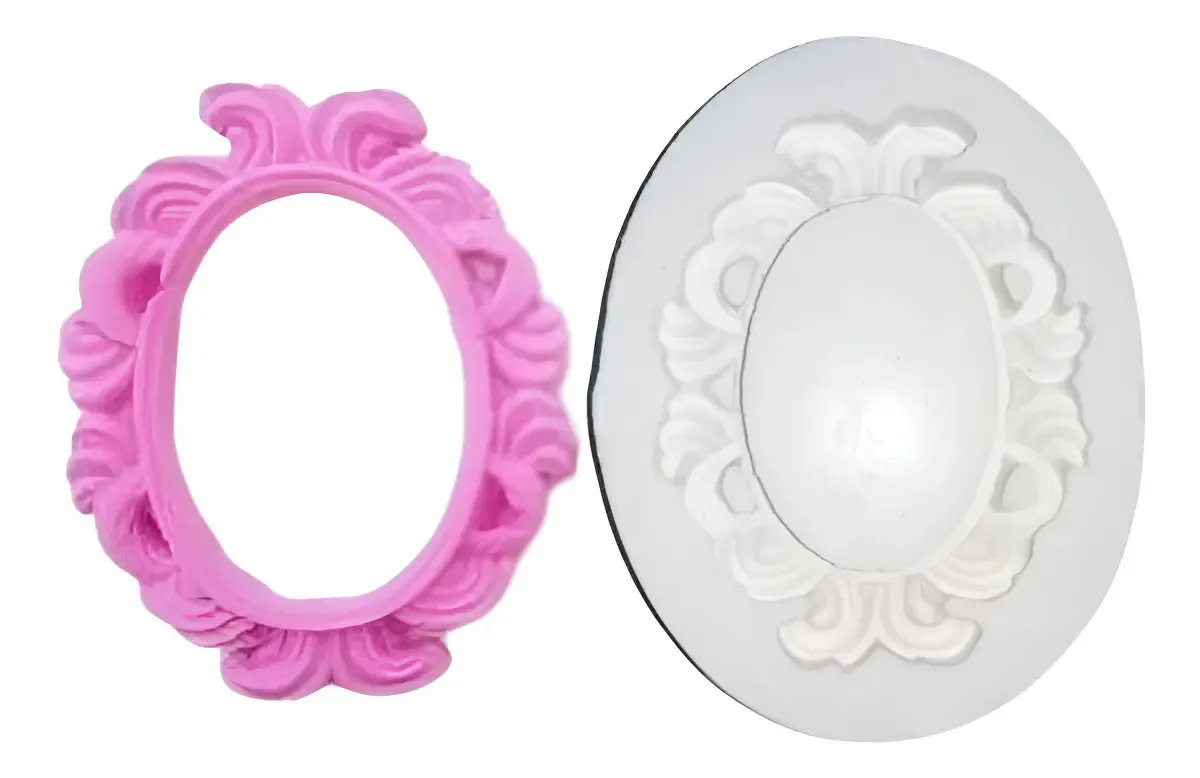 Molde de Silicone Moldura Rosa-Claro para Confeitaria e Artesanato