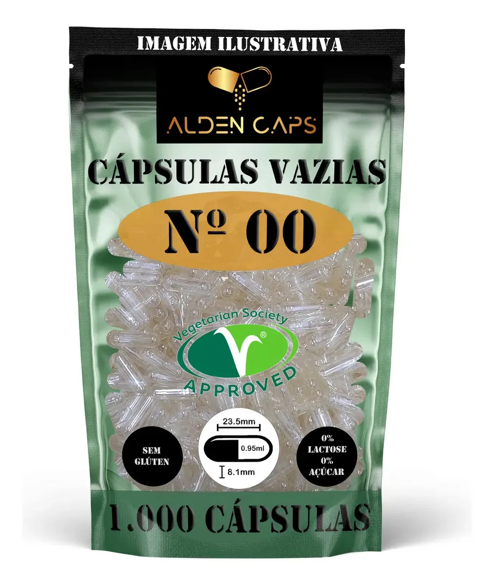 Cápsulas Veganas Transparentes Nº 00 AldenCaps Incolor 1000 Unidades