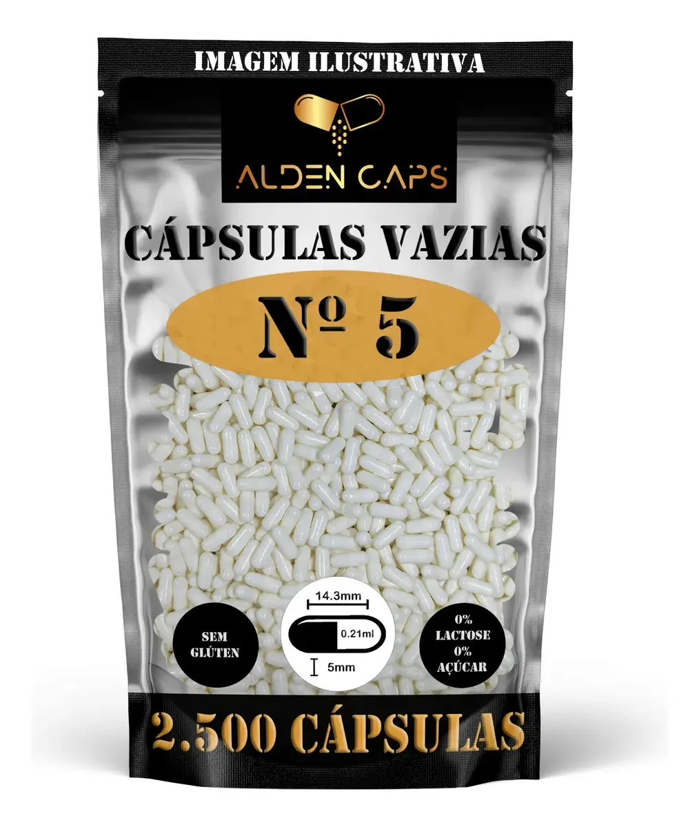 2.500 Cápsulas Vazias de Gelatina Branca N° 5