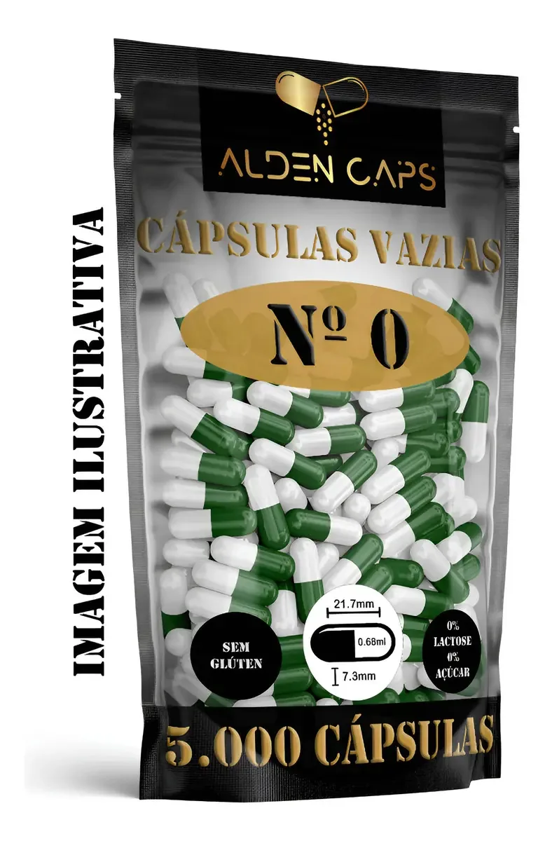 Cápsulas Vazias Gelatina Alden Caps Nº 0 Verde Branco 5000 Unid