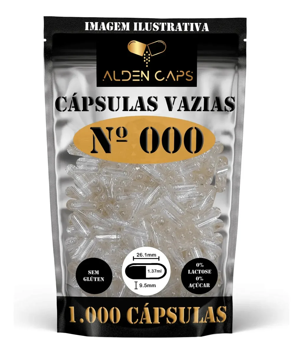 Cápsulas Vazias Gelatina Nº 000 1.400mg Incolor 1.000 Unidades AldenCaps