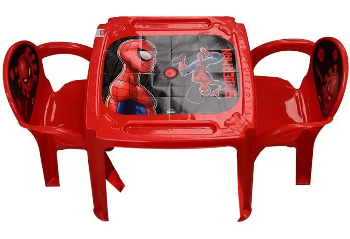 Mesa Infantil Didática Com Duas Cadeiras Teia Homem Aranha