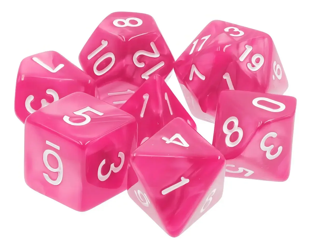 Dados De Rpg Conjunto Com 7 Dados Perolados Diversas Cores Cor Rosered
