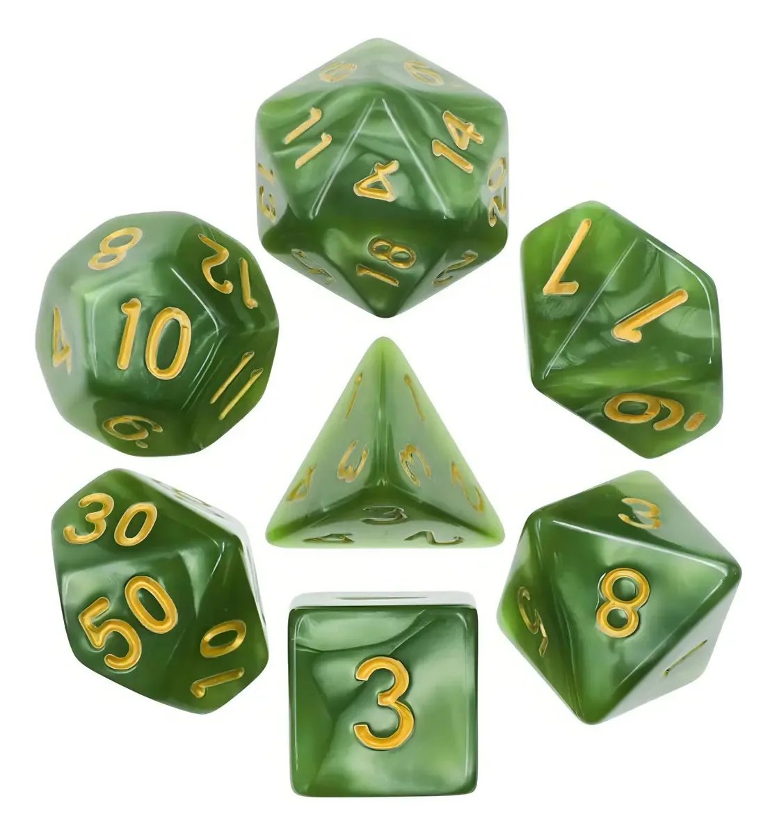 Dados De Rpg Conjunto Com 7 Dados Perolados Diversas Cores Cor Grassgreengoldenfont