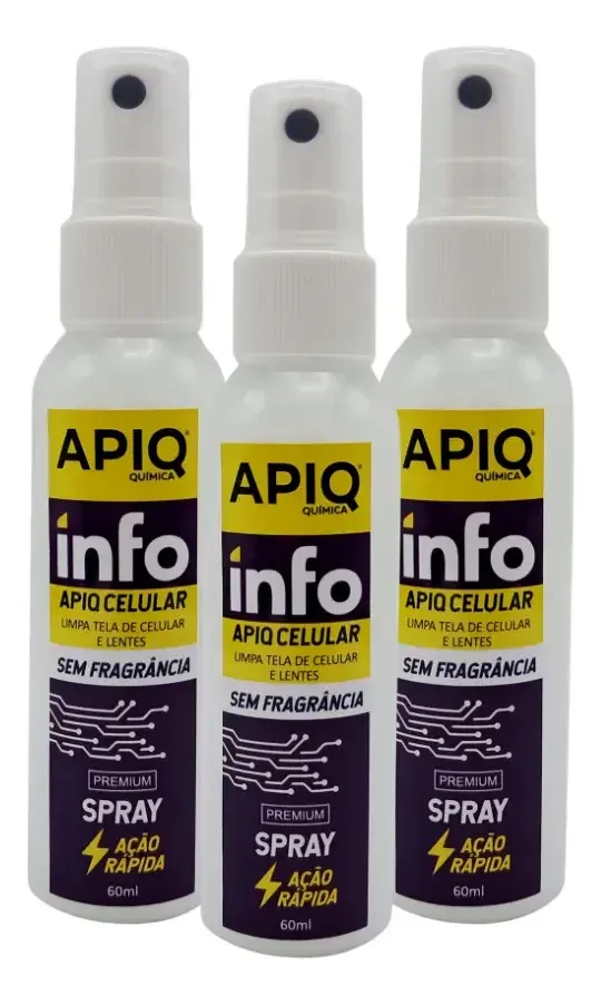 Kit Limpador de Telas Anti-estático Apiq Química 3x60ml Spray