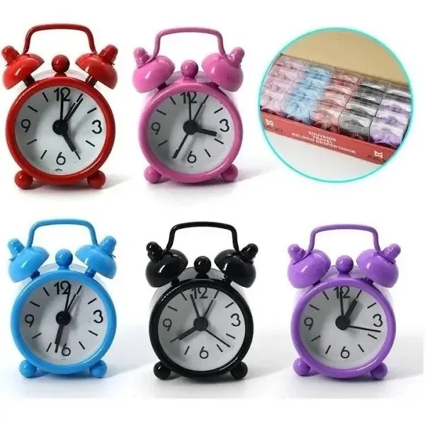 Mini Relógio Despertador Vintage Azul Analógico para Mesa e Decorativo