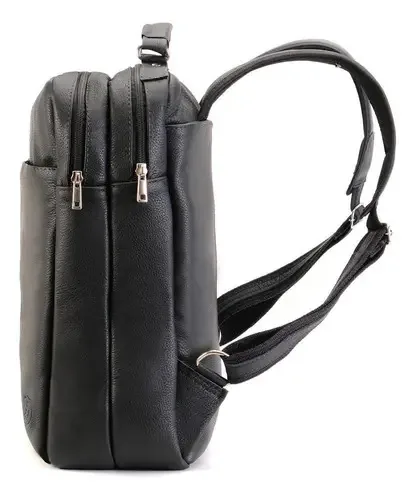 Mochila De Couro Preta Masculina Jfe Couro