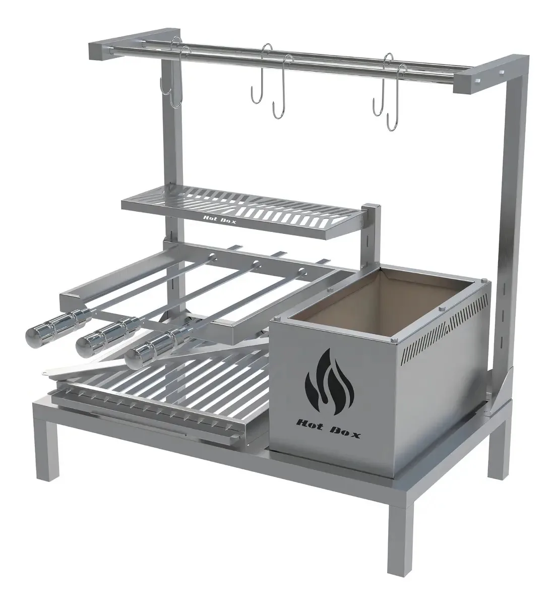 Churrasqueira Parrilla Com Ganchos E Espetos Inox 74x45cm Cor Argentina