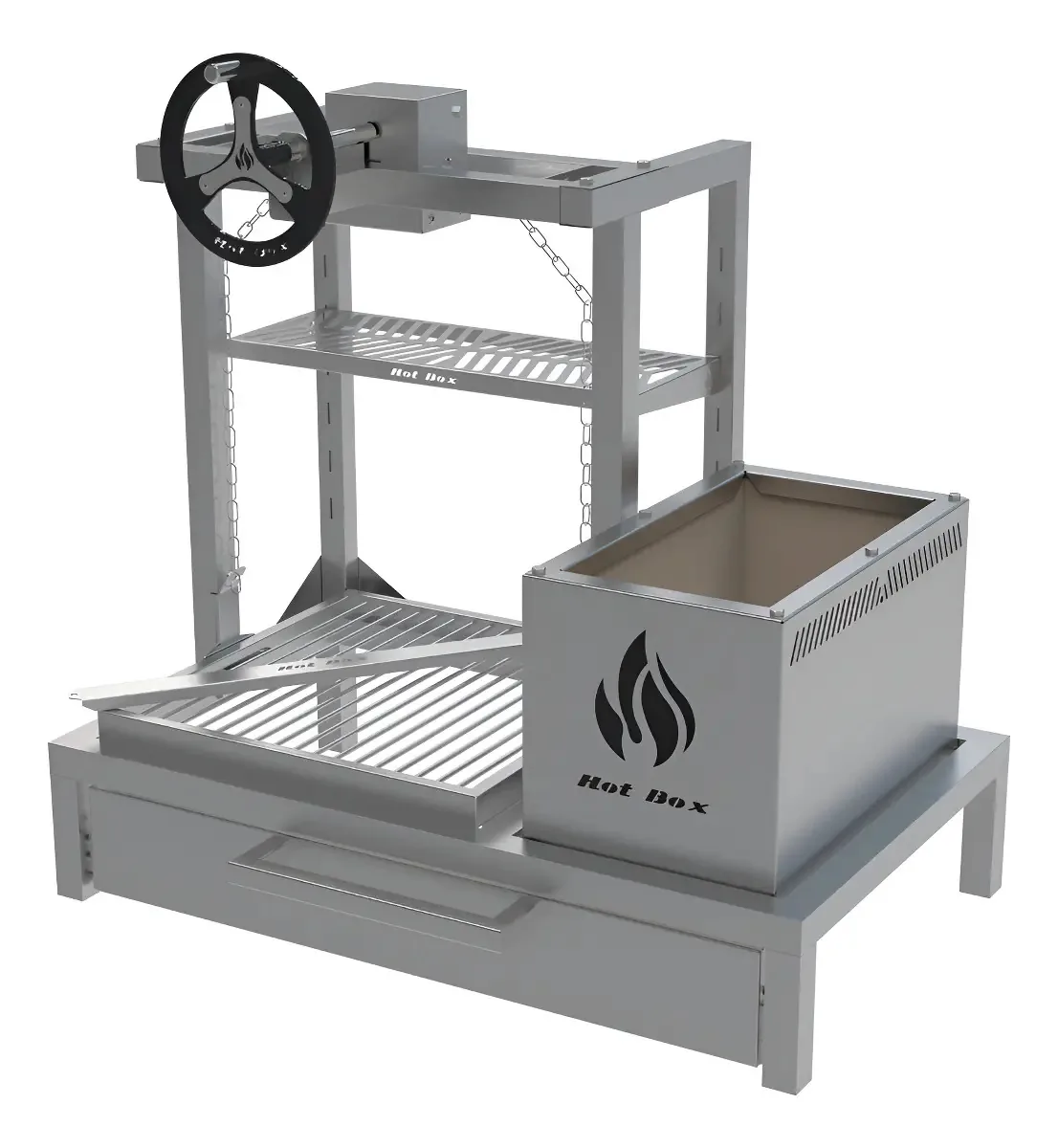 Churrasqueira Parrilla Com Elevação 74x45 Uruguaia E Espetos Cor Inox