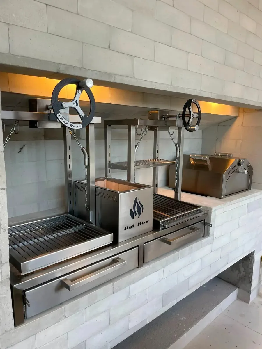 Parrilla Inox Grelha Argentina Com Volante E Porta Frontal