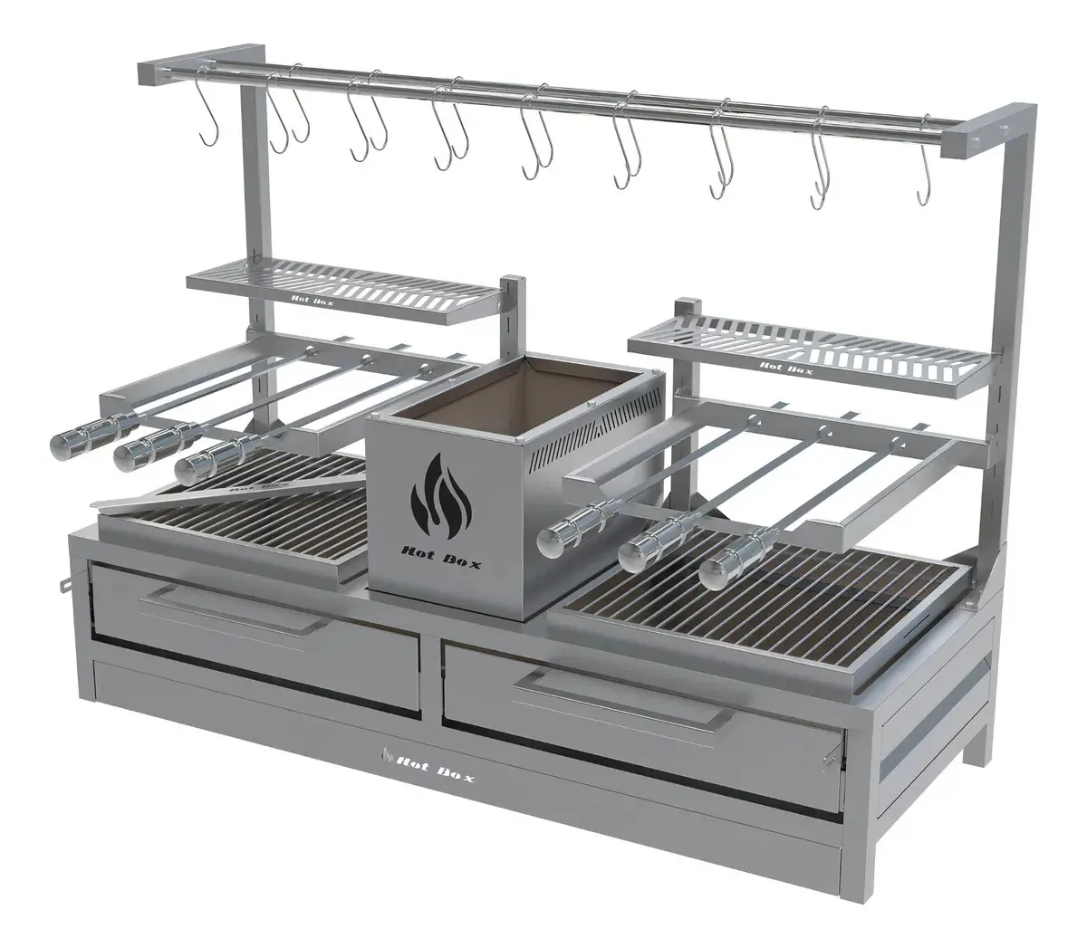 Churrasqueira Parrilla Inox Com Espetos E Varal P/ Defumar