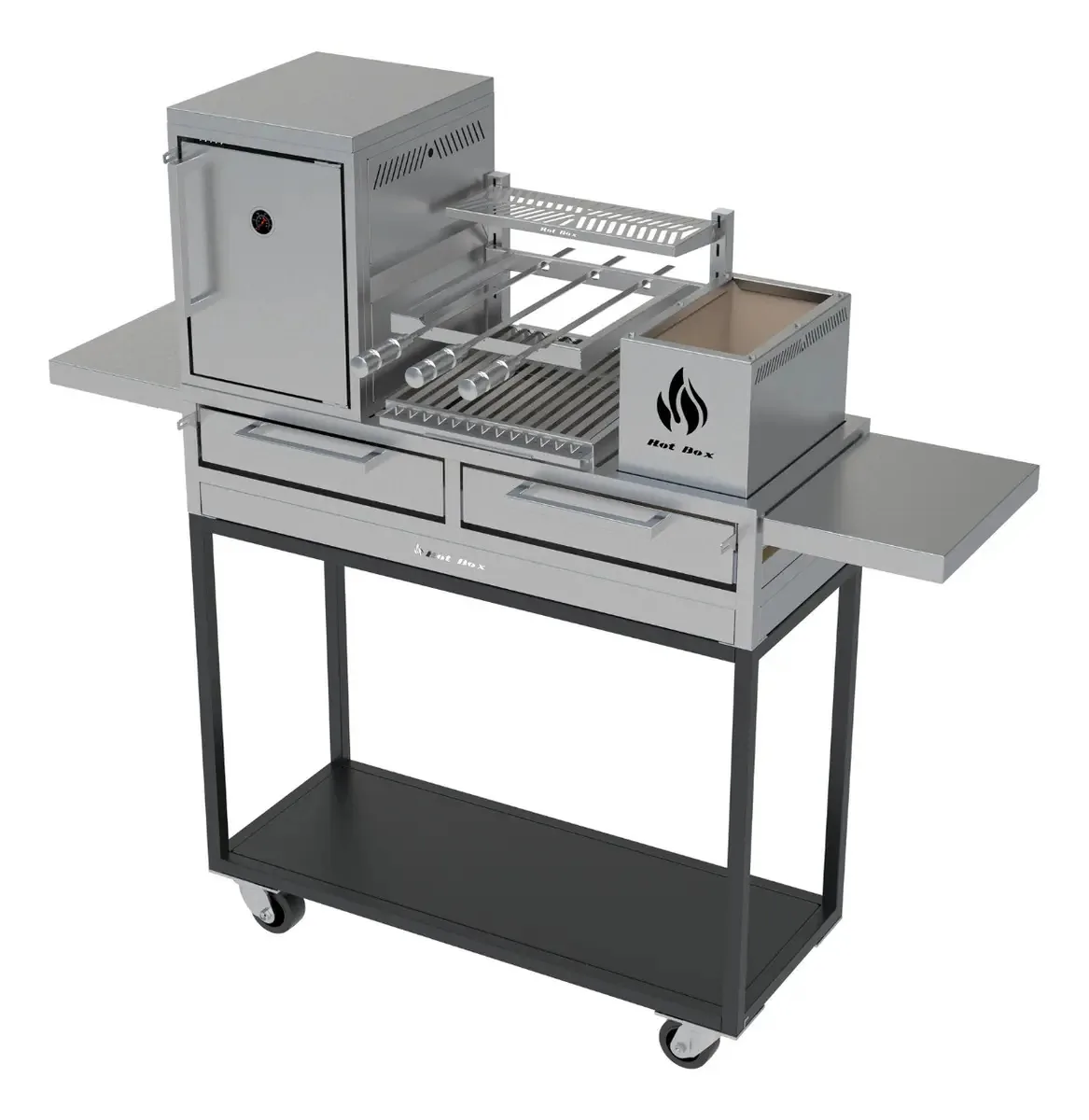 Churrasqueira Inox 112x45cm Com Forno E Caixa De Fogo Inox