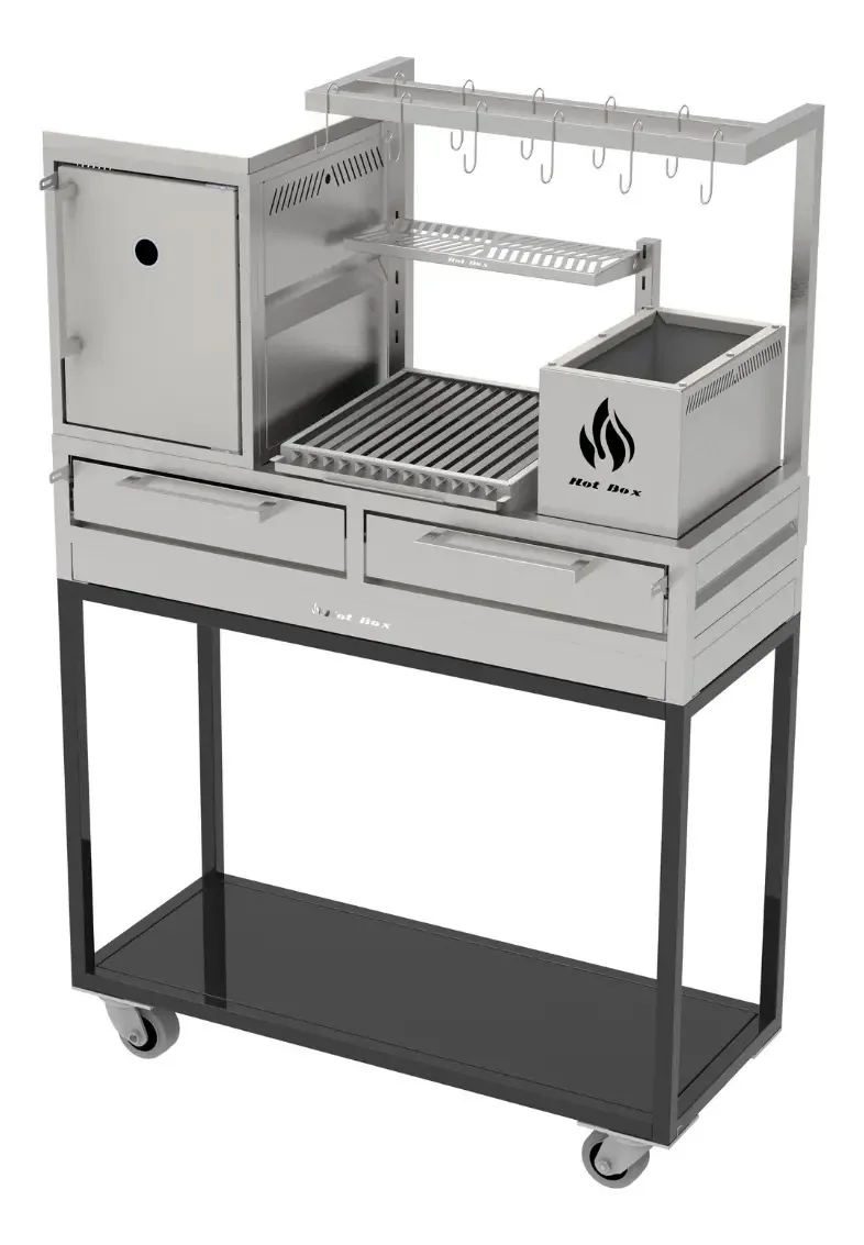Churrasqueira Parrilla Com Forno E Varal P/ Defumar 112x45cm Inox