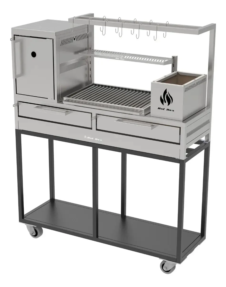 Churrasqueira Com Carrinho 135x45 Forno Acoplado E Tendal Grelha Argentina
