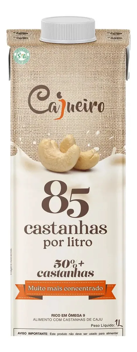 Leite Vegetal Cajueiro 85 Castanhas 1l 03 Unidades