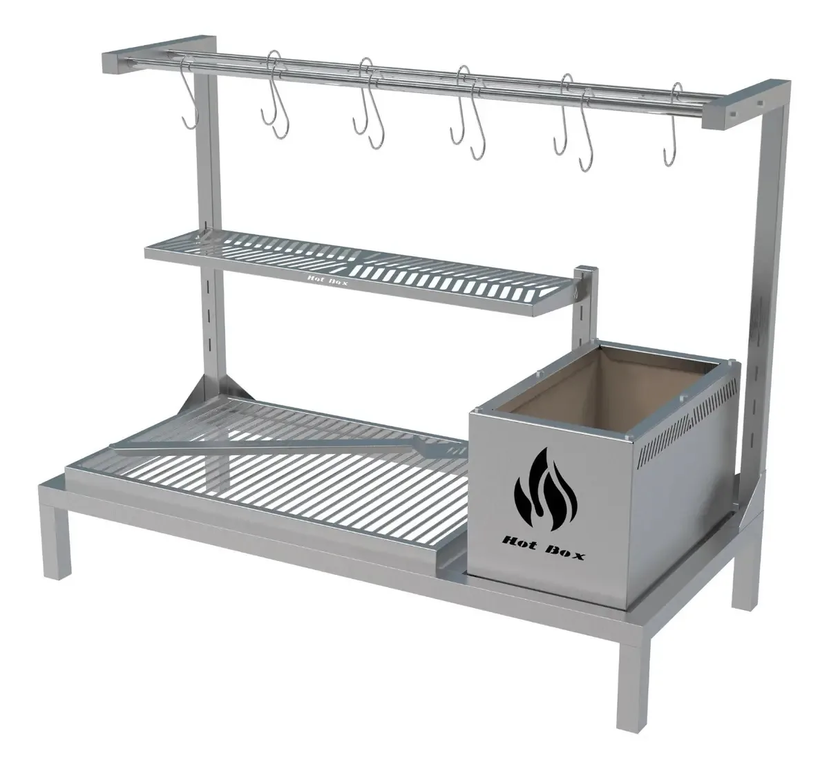 Parrilla P/ Alvenaria Inox 97x45 Grelha Redonda E Varal Inox