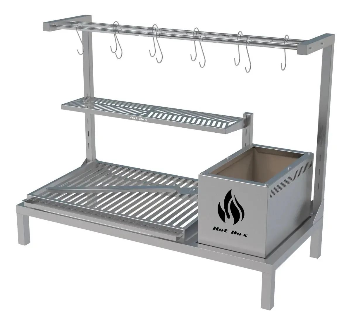 Churrasqueira Parrilla Inox 97x45 Grelha Argentina E Varal