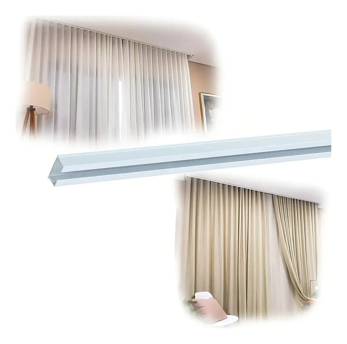Trilho Suiço Max Cortina 1,50 Mts Simples C/ Acessorios Cor Branco