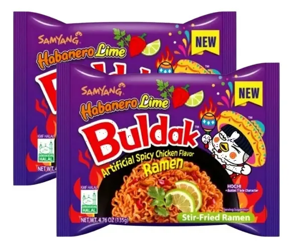 2 Lamen Coreano Picante Frango Habanero Buldak Samyang 135g