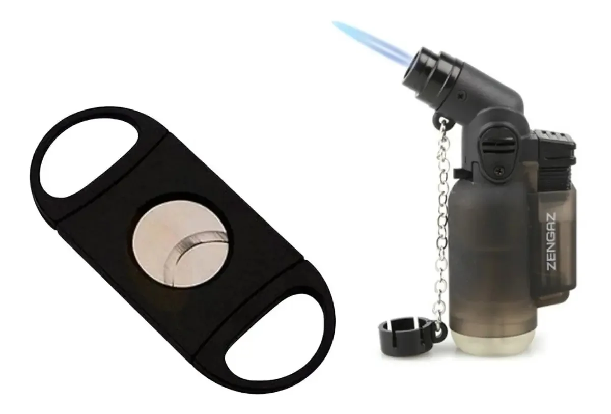 Kit Cortador de Charuto Zengaz com Maçarico Recarregável a Gás