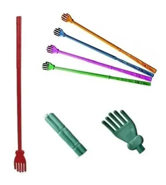 Kit 10 Peças Coçador De Costas Mãozinha Massageador Mão 40cm Cor Colorido