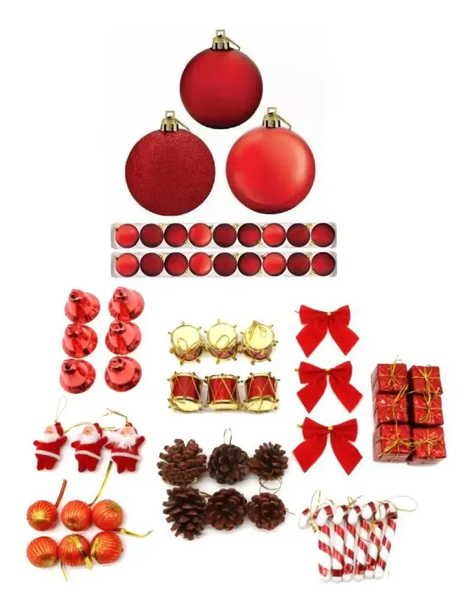 72 Enfeites Pendentes Árvore De Natal Sino Vermelho Bola