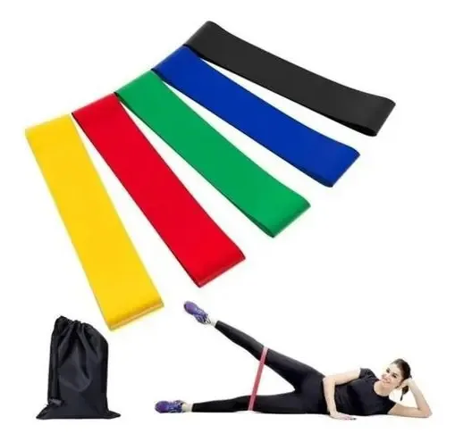 Kit 5 Faixas Elástica Band Exercícios + Tubing 11 Itens