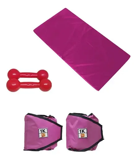 Kit Fitness Rosa 1 Fit 5 Itens Academia Musculação