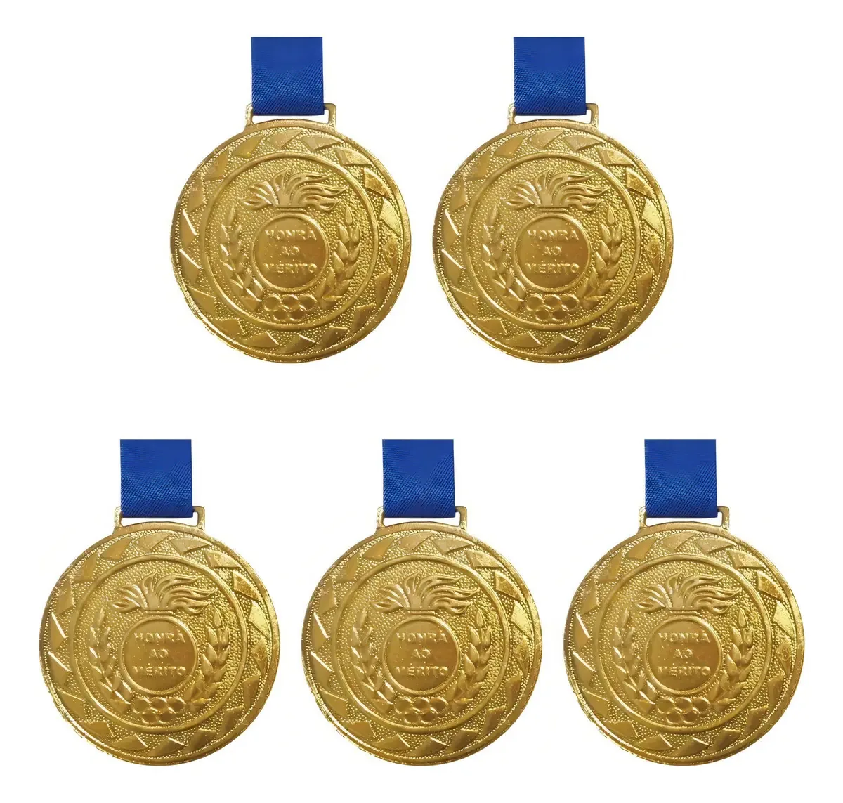 Kit C/ 5 Medalhas De Ouro M43 Honra Ao Mérito Fita Azul
