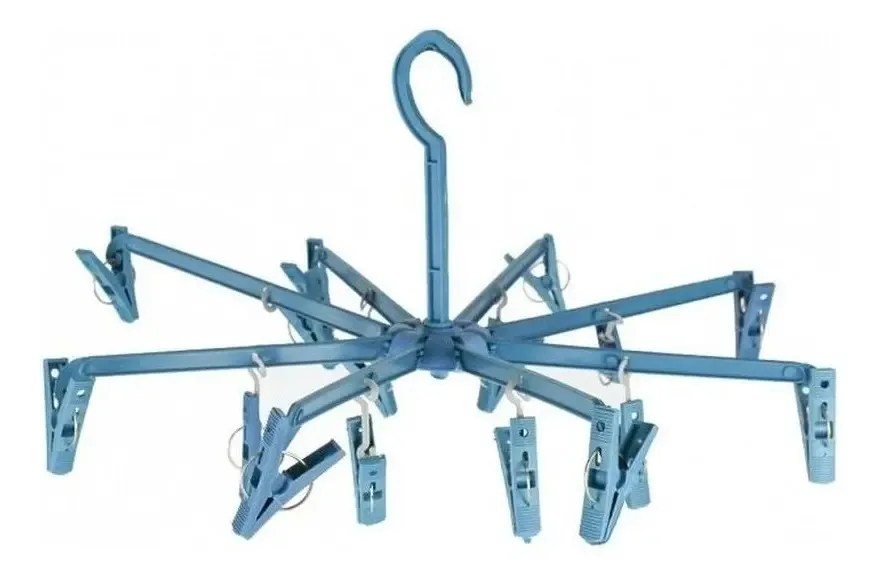 Varal De Teto Calcinha Cueca Meia Roupa Íntima 16prendedores Cor Azul