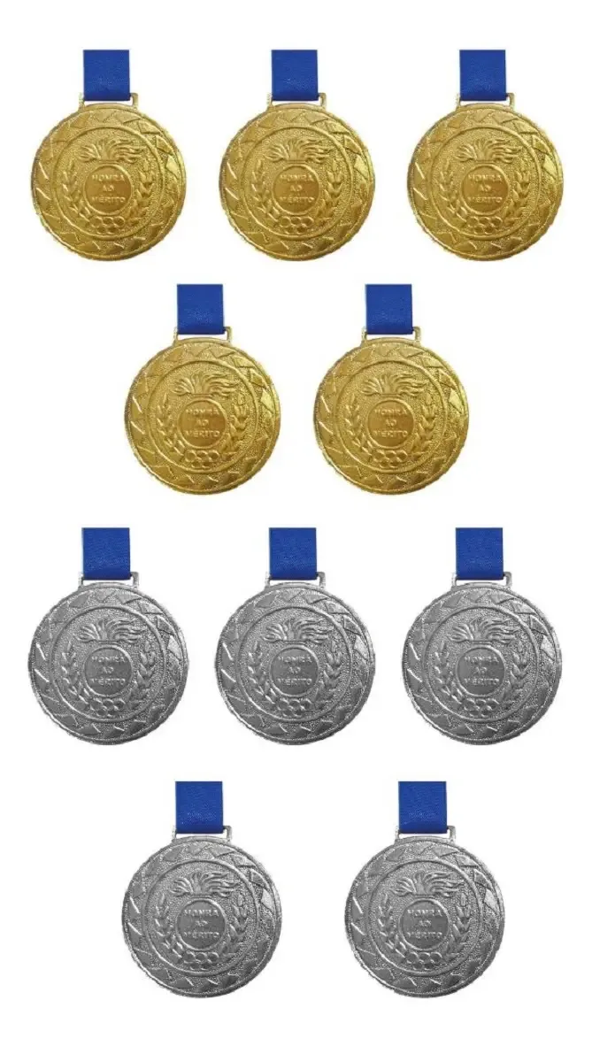Kit C/5 Medalhas De Ouro M43 + 5 Medalhas De Prata M43