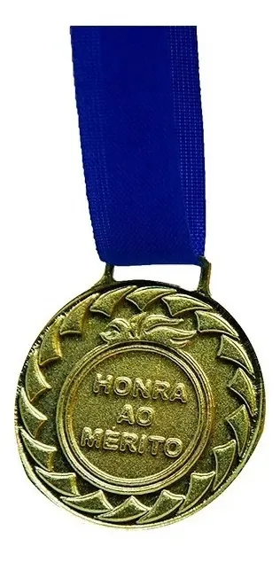 Kit 10 Medalhas de Ouro Crespar M30 Honra ao Mérito com Fita Azul