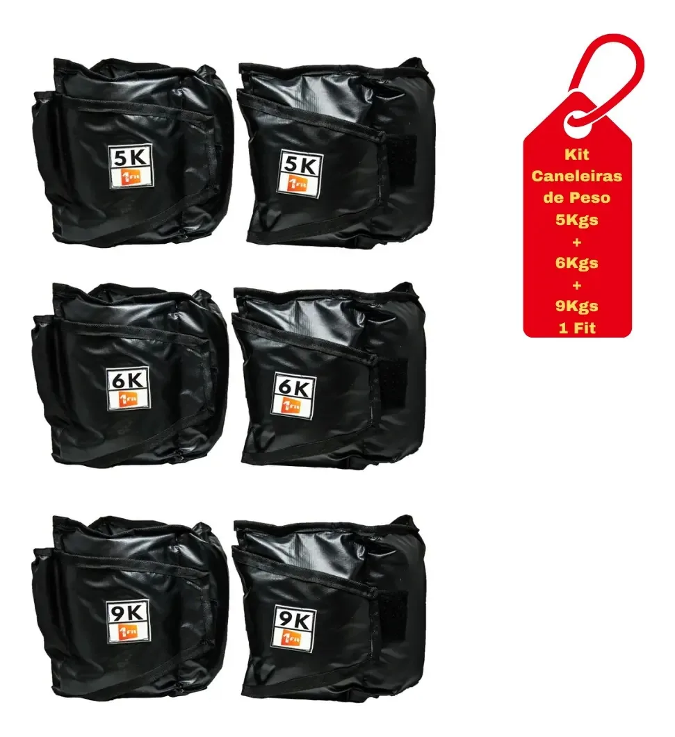 Kit Caneleiras Tornozeleiras De Peso 5 + 6 + 9kgs 1 Fit