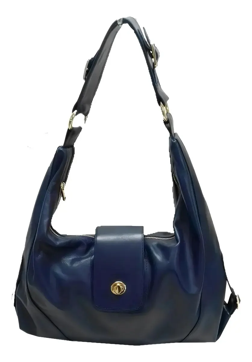 Bolsa De Couro Legitima Azul Artesanal Fabricação