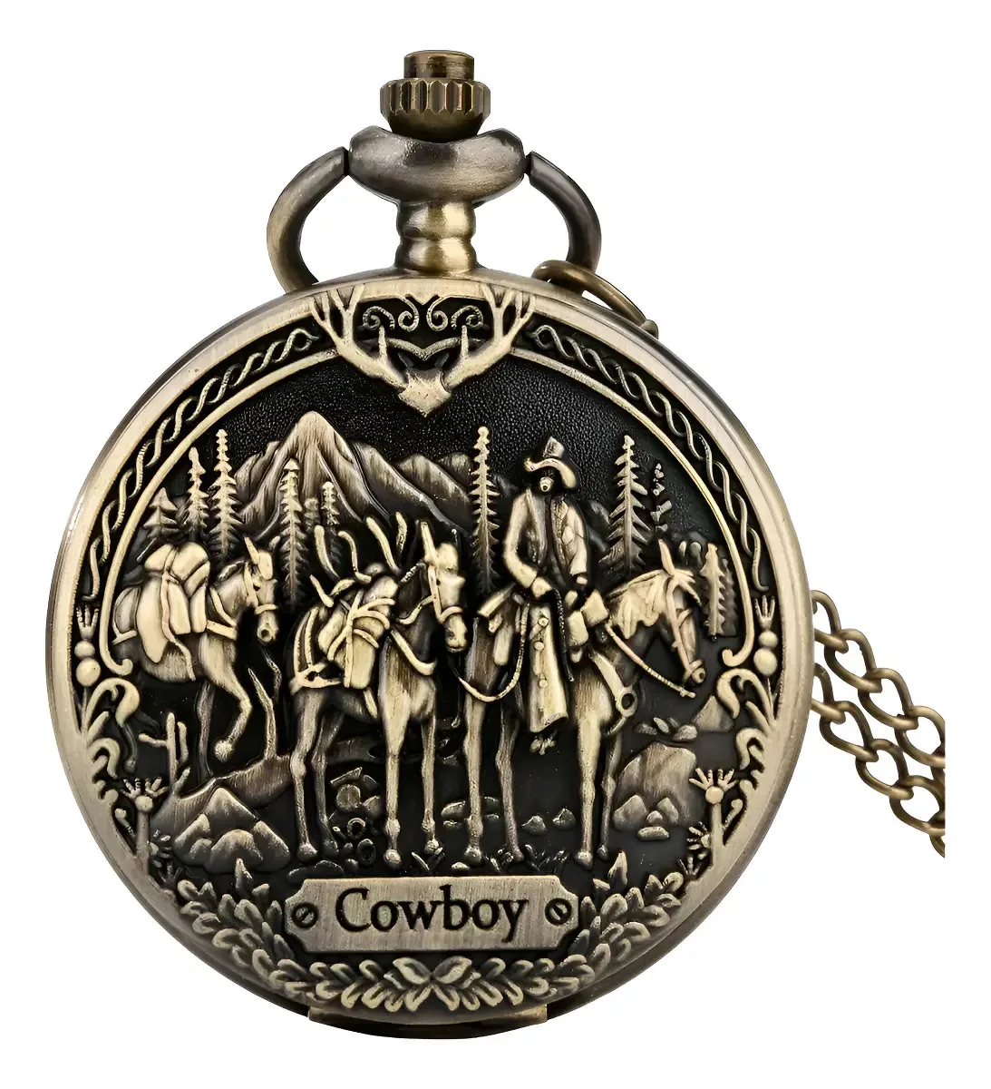 Relógio De Bolso Comitiva Vintage Cowboy Texas Rodeo Clássic
