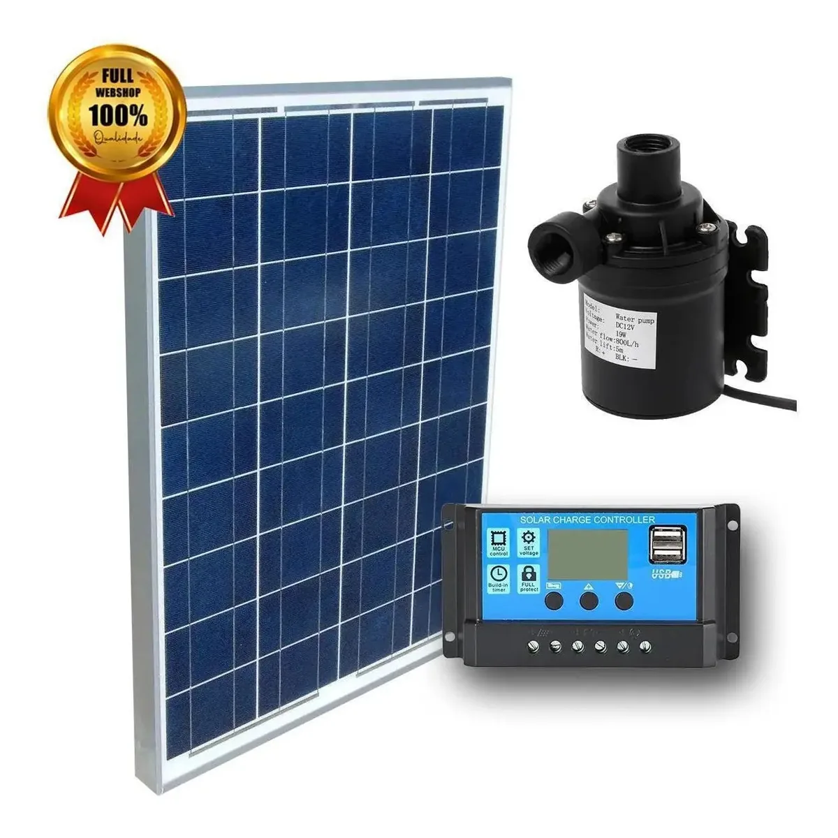 Kit Bomba Dágua 12v Placa Solar Oxigenação Hidroponia Peixe