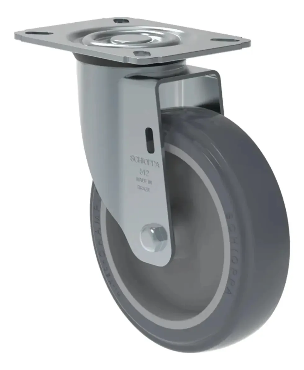 Rodízio Giratório Schioppa 5'' Borracha Termoplástica Cinza 75kg Carrinhos