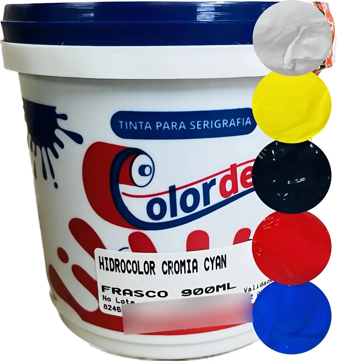 Kit Tinta Serigrafia Hidrocolor CMYK + Branco 900ml Colordex