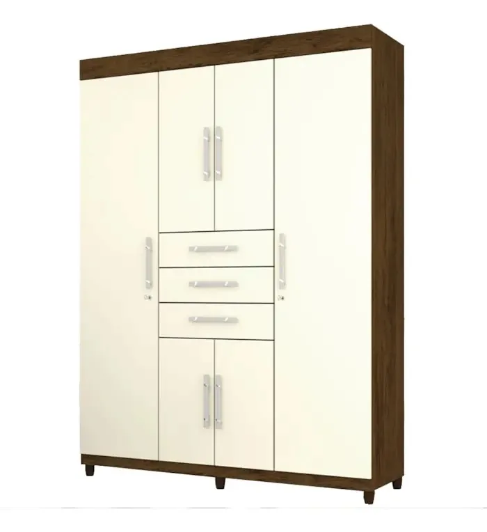 Guarda Roupas 06 Portas E 03 Gavetas 10020 Imbuia Champanhe Cor Marrom
