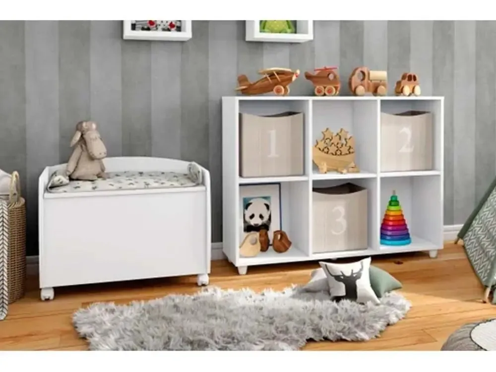 Quarto Infantil Completo Aquarela 2 Peças Branco - Henn
