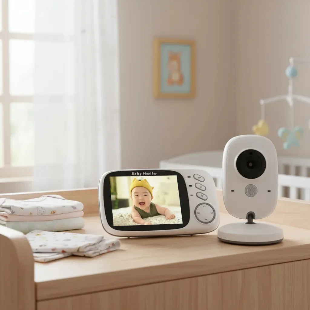 Babá Eletrônica Sem Fio Vídeo Voz E Visão Noturna C/ Monitor Bivolt Branco