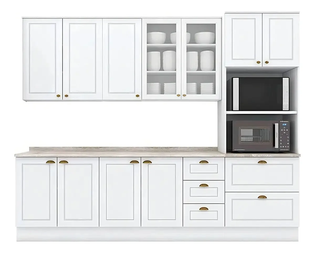 Cozinha Completa Americana Henn com 7 Peças e Tampo Branco
